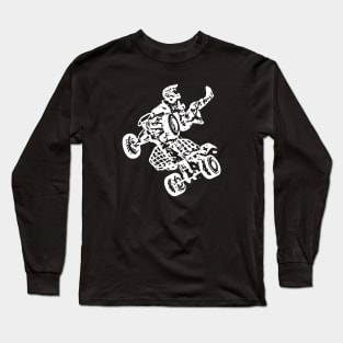 Quad Bike Freestyle White Sketch Art Long Sleeve T-Shirt